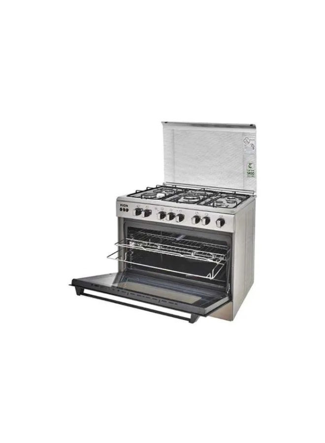 KION Freestanding Gas Cooker 90×60 cm, 5 Sabaf Italian Burners, Stainless Steel, Auto Ignition, Convection Fan, Grill & Oven with Full Safety 5 KFS9060AD silver - Image 3