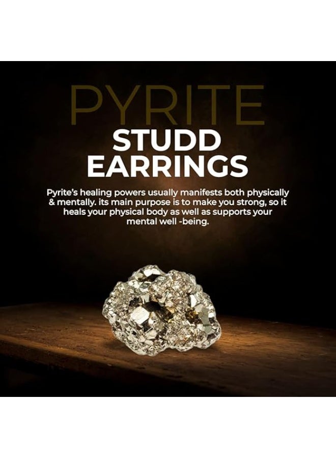 Studd Muffyn | Pyrite Stud Earrings of Pyrite for Men & Women - Image 3