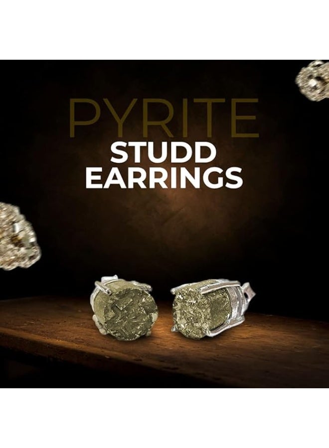 Studd Muffyn | Pyrite Stud Earrings of Pyrite for Men & Women - Image 2