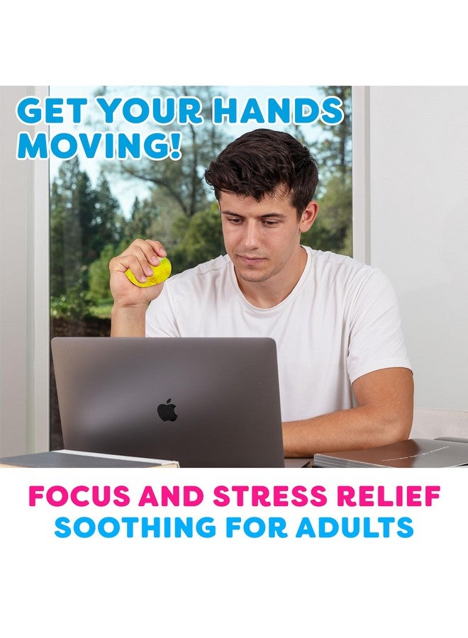 Power Your Fun Arggh Glitter Mini Stress Balls for Adults and Kids - 3pk Squishy Stress Ball Fidget Toys, Sensory Toys and Stress Relief Mini Squishy Toys Squeeze Ball Toy (Yellow, Pink, Blue) - Image 3