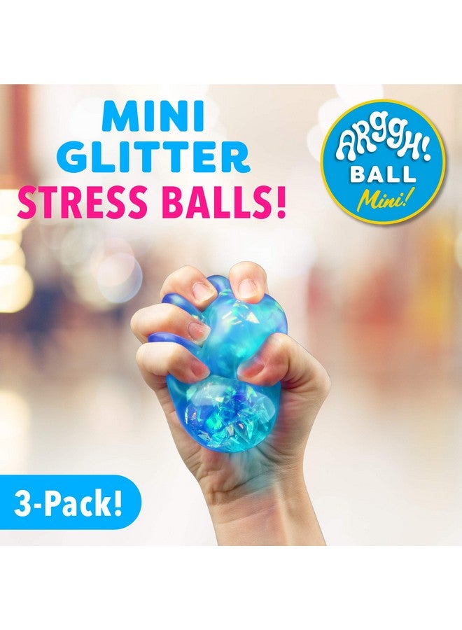 Power Your Fun Arggh Glitter Mini Stress Balls for Adults and Kids - 3pk Squishy Stress Ball Fidget Toys, Sensory Toys and Stress Relief Mini Squishy Toys Squeeze Ball Toy (Yellow, Pink, Blue) - Image 2