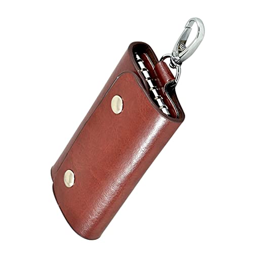 INSTABUYZ Leather Key Pouch Keychain for Men & Women – Key Holder Wallet with Key Ring | Compact Key Organizer Case for Car Keys, House Keys & Coins | Small Leather Key Wallet Pouch (Brown) - Image 1