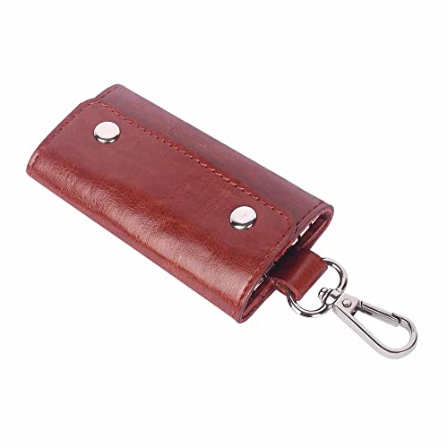 INSTABUYZ Leather Key Pouch Keychain for Men & Women – Key Holder Wallet with Key Ring | Compact Key Organizer Case for Car Keys, House Keys & Coins | Small Leather Key Wallet Pouch (Brown) - Image 2