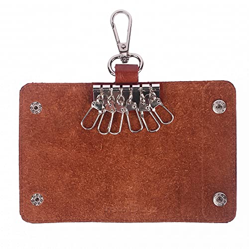 INSTABUYZ Leather Key Pouch Keychain for Men & Women – Key Holder Wallet with Key Ring | Compact Key Organizer Case for Car Keys, House Keys & Coins | Small Leather Key Wallet Pouch (Brown) - Image 5