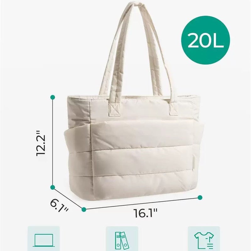 Women's Large Capacity Polyester Cotton Tote Shoulder Bag for Commute - Image 3