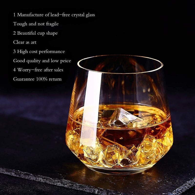 BRUSHFINCH Whiskey Glass 370ML Rocks Glasses Premium Hand Blown Old Fashioned Glass Crystal Drinking Glassware for Brandy Scotch Bourbon Cognac Rum Gin Water Set of 6 Clear - Image 4