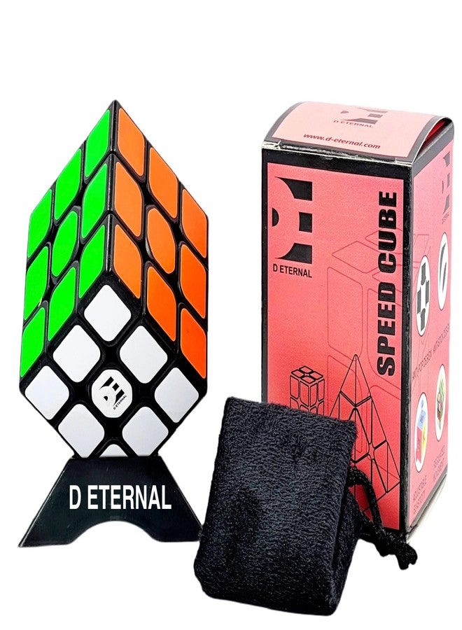 D ETERNAL 3x3 Speed Cube for Beginner & Professional Speedcube for Kids & Adults with Cubes Stand and Protecting Pouch Bag Combo Set (3x3+Stand+Bag) (Cube with Stand & Bag) - Image 1