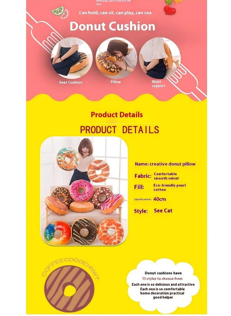 Bluejw وسادة دائرية محشوة على شكل دونات للظهر، وسادة رمي، لعبة دمى ناعمة لمكتب الكرسي أو مقعد السيارة، القطر: 40 سم/15.7 بوصة - Image 4