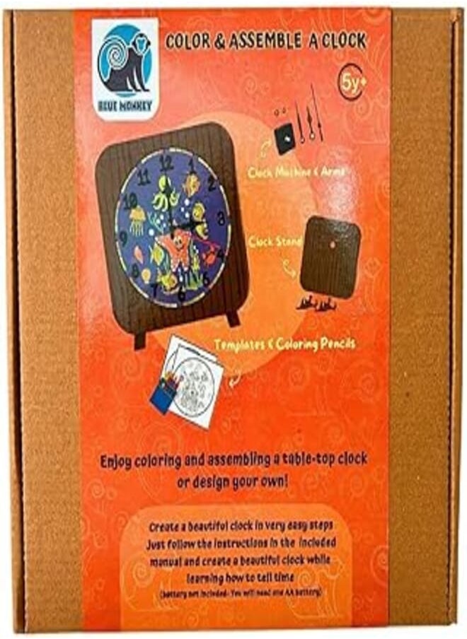 BLUE MONKEY - Color And Assemble A Clock - Image 1