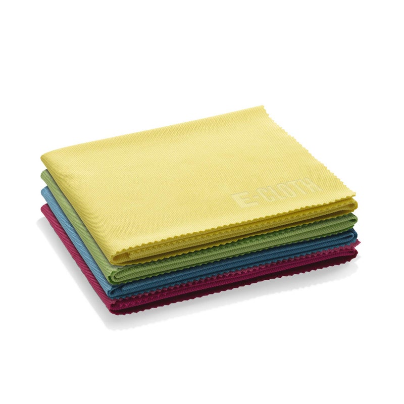 E-Cloth Glass & Polishing Cloth - Microfiber Cleaning Towel Cloth for Windows, Cars, Mirrors, Eyeglasses, & More, Streak Free Clean, Reusable & Machine Washable - Assorted Colors (4 Pack) - Image 1
