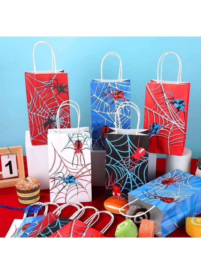 24 كيس هدايا على شكل عنكبوت، أكياس هدايا لحفلات سبايدر مان، أكياس حلوى سبايدر مان، مناسبة للأولاد والبنات والأطفال، ديكورات حفلات أعياد الميلاد بطابع سبايدر مان - Image 5
