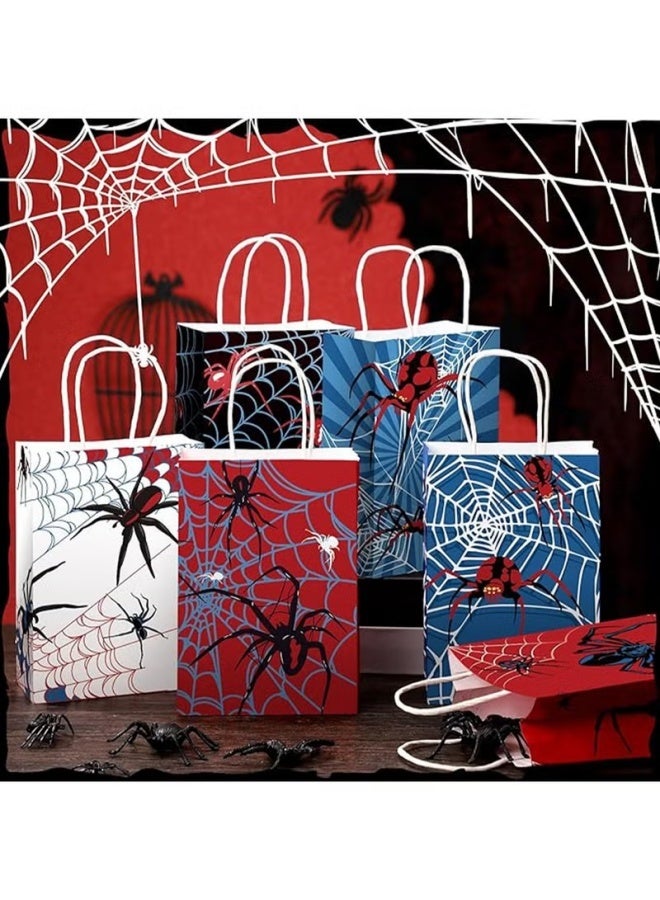24 كيس هدايا على شكل عنكبوت، أكياس هدايا لحفلات سبايدر مان، أكياس حلوى سبايدر مان، مناسبة للأولاد والبنات والأطفال، ديكورات حفلات أعياد الميلاد بطابع سبايدر مان - Image 2