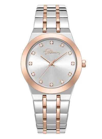بوليس Women's Allure 32mm Women's Watch with Silver Sunray Enamel Dial & 12 Dazzling Stones