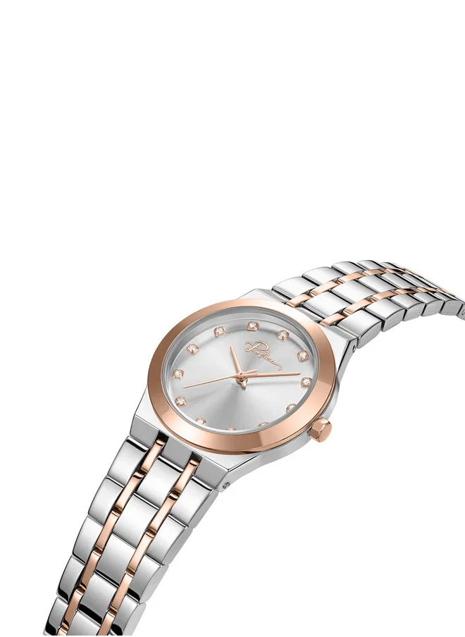 POLICE Allure 32mm Women's Watch with Silver Sunray Enamel Dial & 12 Dazzling Stones