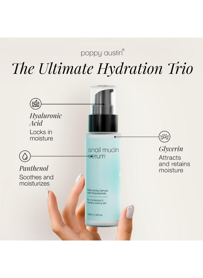 Poppy Austin 96% Snail Mucin Serum with Niacinamide, Snail Serum for Face, Hydrating Serum Snail Mucin Essence Face Serums for Anti Aging Serum (3.34 Fluid Ounces)  - Image 4