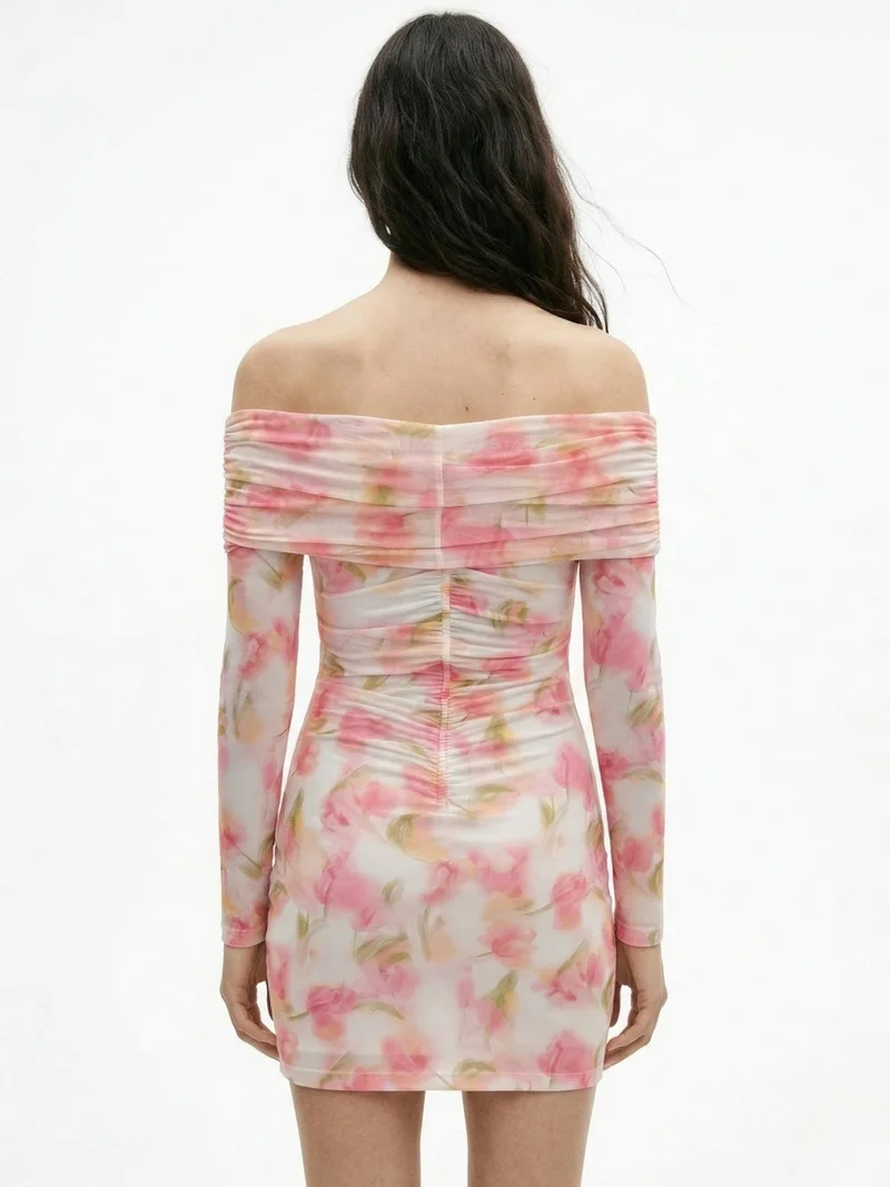 Outzidr  Multi Blurred Floral Cut-Out Mini Dress for Women | Best Price UAE