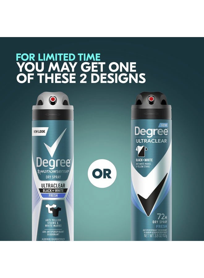 Degree Men Antiperspirant Spray Black + White 3 Count Protects from Deodorant Stains Instantly Dry Spray Deodorant 3.8 oz - Image 2