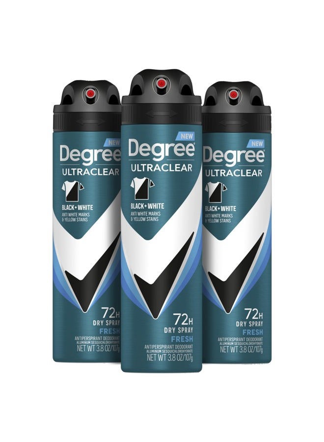Degree Men Antiperspirant Spray Black + White 3 Count Protects from Deodorant Stains Instantly Dry Spray Deodorant 3.8 oz - Image 1