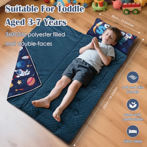 Decalsweet Kids Sleeping Bag Toddler Nap Mat with Removable Pillow Large Foldable Sleeping Bag for Girls Boys Easy Clean Slumber Bag with Double Zip for Camping School Preschool Daycare 5924 inch - Image 5