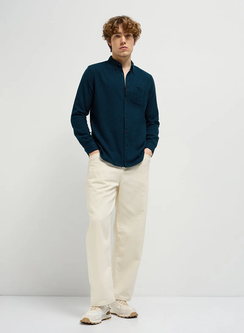 THE BEAR HOUSE Cotton Shirt for Men | Slim Fit, Long Sleeve, Casual or Formal Button-Down | Soft, Breathable Fabric for Work, Everyday, & All-Season Wear in Stylish