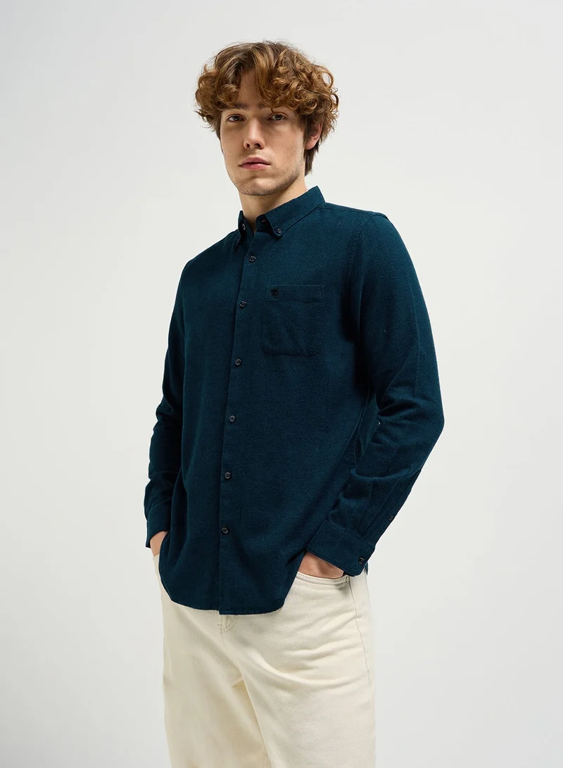 THE BEAR HOUSE Cotton Shirt for Men | Slim Fit, Long Sleeve, Casual or Formal Button-Down | Soft, Breathable Fabric for Work, Everyday, & All-Season Wear in Stylish