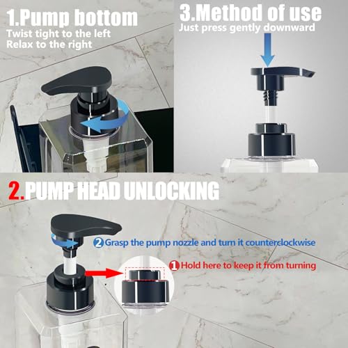 CIRACO Shampoo and Conditioner Dispenser(Clear, Set of 3, 27oz)- Refillable & EmptyShampoo and Conditioner Bottles- Body Wash Dispenser Set-Modern Shampoo Bottles for Shower Soap - Image 2