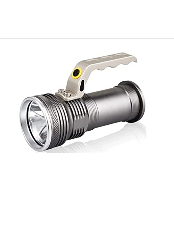 LED Rechargeable Waterproof Flashlight Torch – Super Bright 800 Lumens Handheld Searchlight with Zoom Focus, 2 Modes, 18650 Battery, Portable Outdoor Camping Emergency Light Grey - Image 1