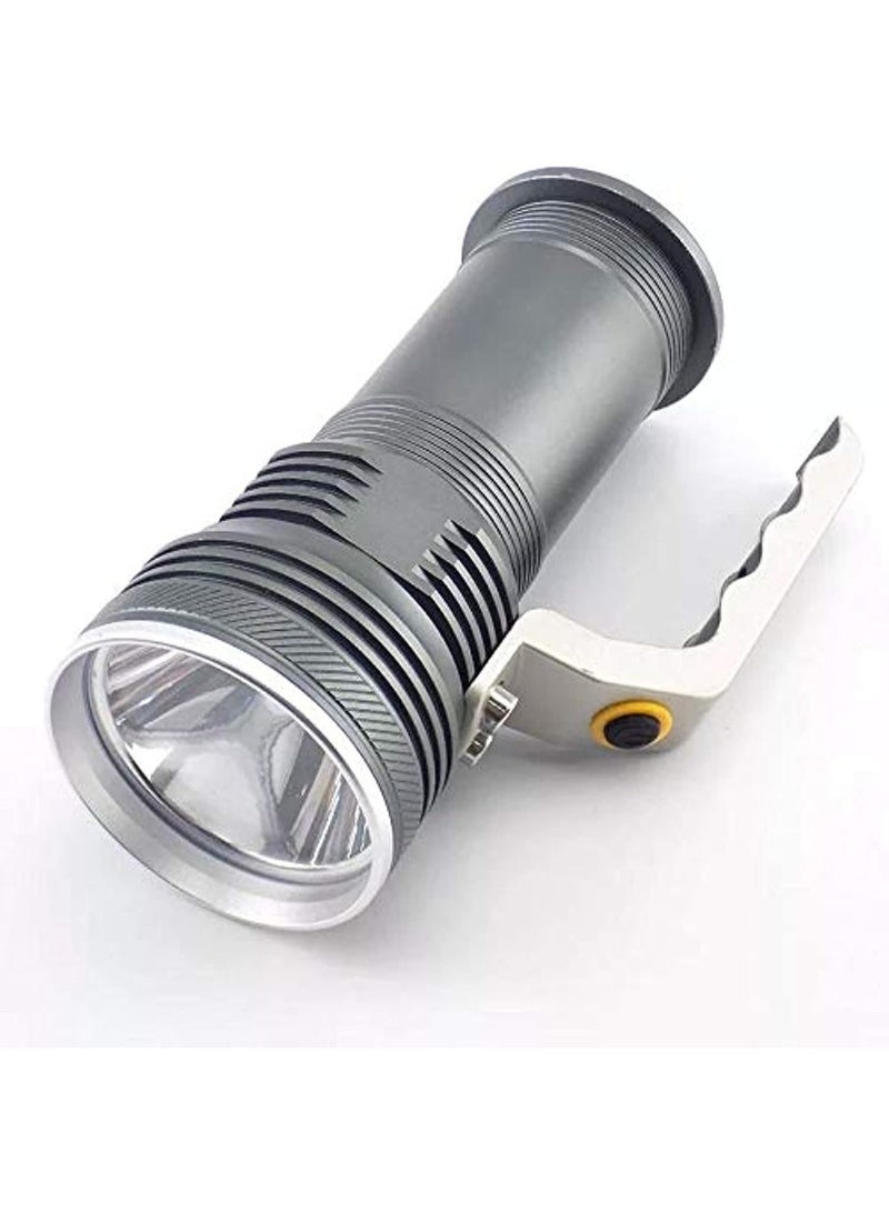 LED Rechargeable Waterproof Flashlight Torch – Super Bright 800 Lumens Handheld Searchlight with Zoom Focus, 2 Modes, 18650 Battery, Portable Outdoor Camping Emergency Light Grey - Image 2