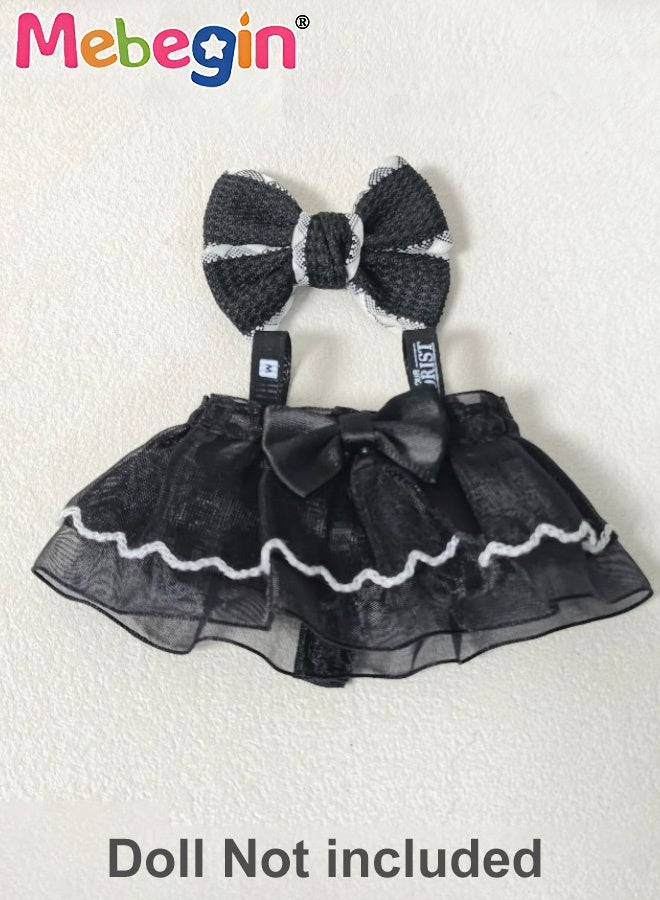 MEBEGIN LABUBU Clothes,2 Pieces Black Dress for Doll (NO Doll),Dress Set for 17cm Doll Accessories Include Dress Bow,Cute Clothes for Dress up Unique Style,Adorable Outfit Set for 17cm - Image 2