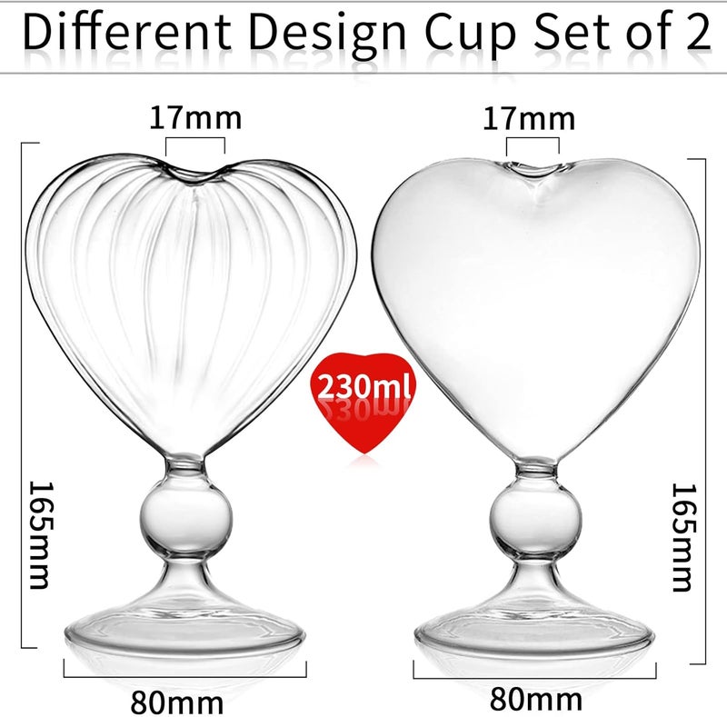 INFTYLE Cocktail Glasses Set of 2 Creative Martini Glasses 8 oz Unique Wine Glasses Heartshaped Romantic Juice Glasses for WeddIng Home Bar Party Glassware Barware Gift  - Image 2