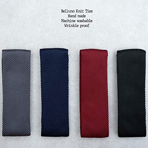 BELLUNO Skinny Knit NeckTies for Men, 4-PAK 2.2" Flat-end Smart Sock Ties - Image 2