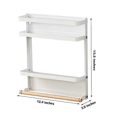 Hoopoton Magnetic Spice Rack Organizer Single Tier Refrigerator Spice Storage Shelf, Easy to Install The Side of The Refrigerator Can Hold spices, Jar of Olive Oil (White L) - Image 3