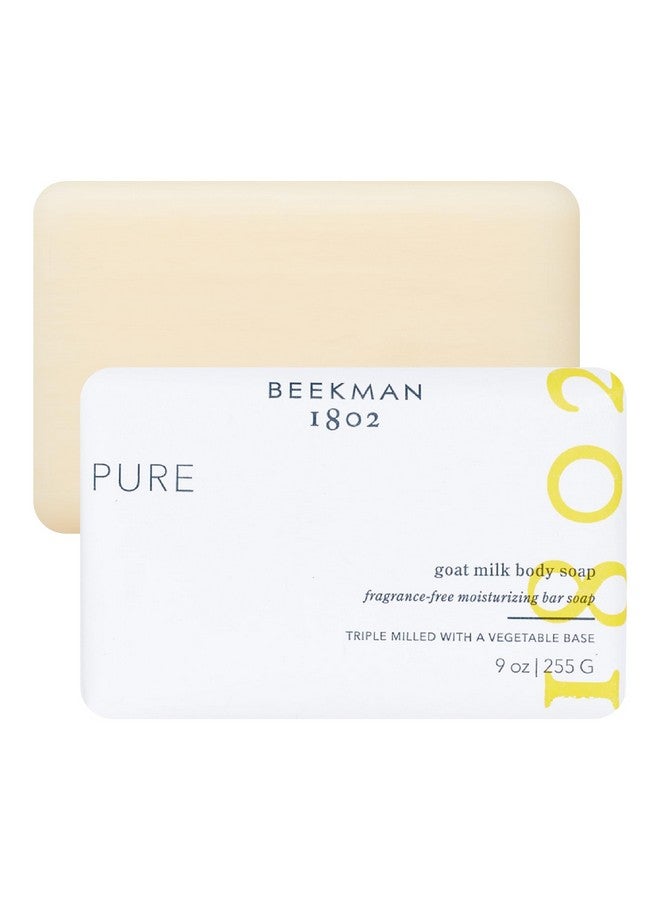 بيكمان 1802 صابون حليب الماعز بيكمان 1802 مع الزيوت النباتية وزبدة الشيا - 9 أونصة - يرطب البشرة بلطف ويقشرها ويغذيها للحصول على بشرة ناعمة وصحية - خالٍ من القسوة - Image 1