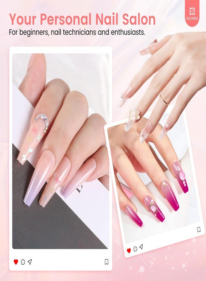 Deciniee Nail Kit for Beginners with Everything: Professional Nail Acrylic Powder Liquid Set with Practice Hand Drill U V Light in Cosmetic Bag for Women Salon Home (Pink) - Image 2