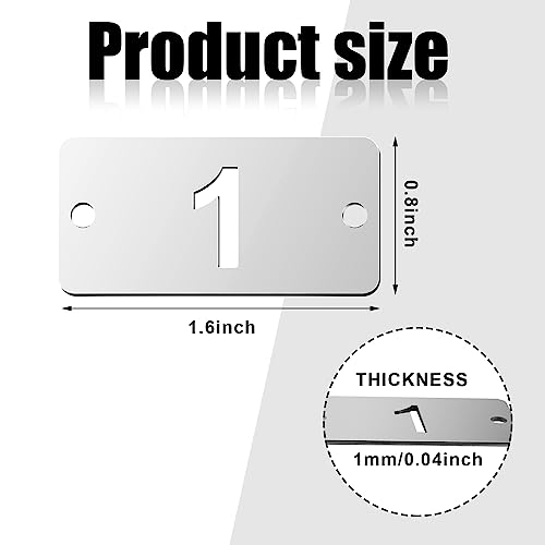 Hicarer Metal Numbered Tags Stainless Steel Number ID Key Tags with Holes Numbered Key Rings Chain 50 Pcs150 Rectangle - Image 3