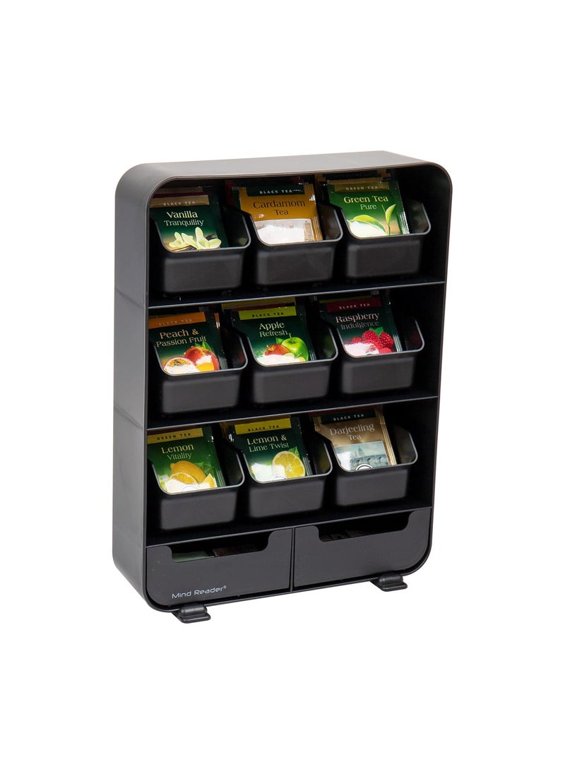 Mind Reader Mind Reader 9 Removable Drawers Tea Bag holder and Condiment Organizer, Black  - Image 1