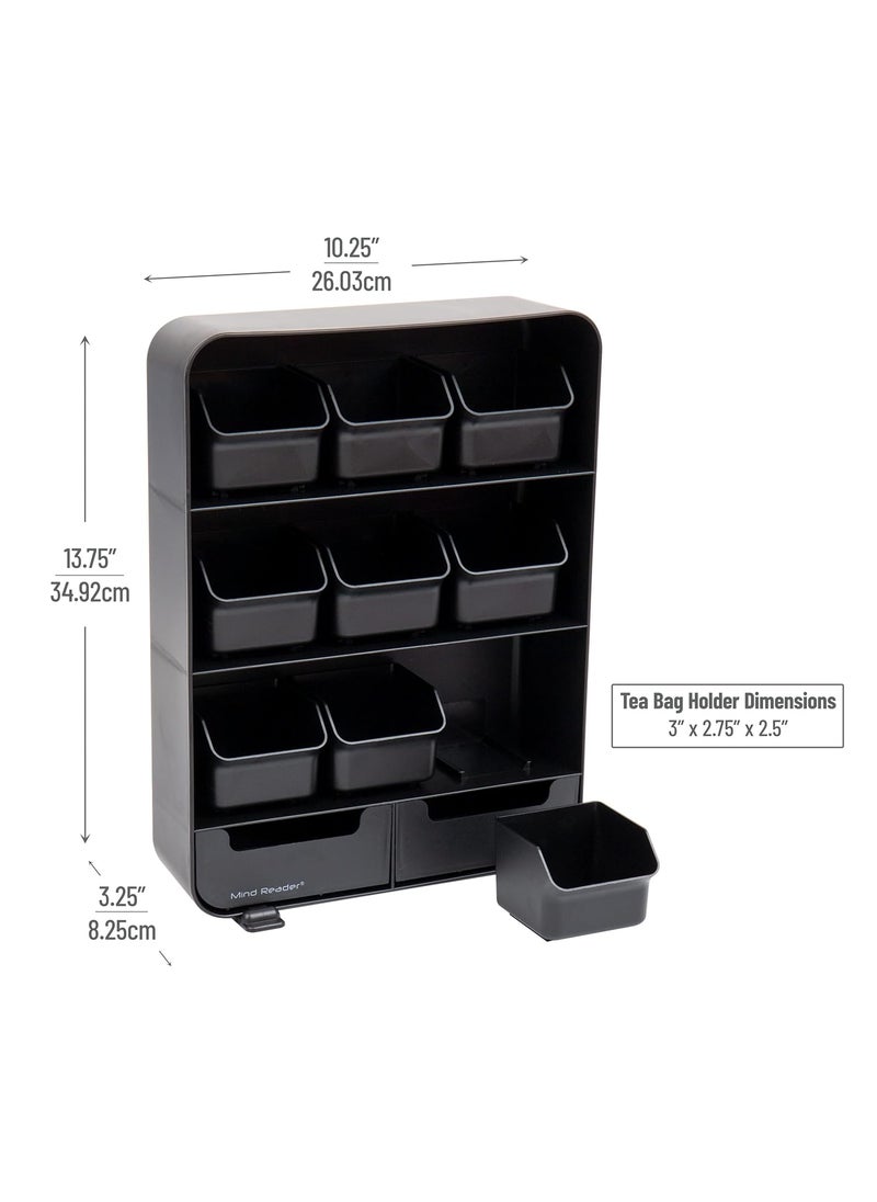 Mind Reader Mind Reader 9 Removable Drawers Tea Bag holder and Condiment Organizer, Black  - Image 3