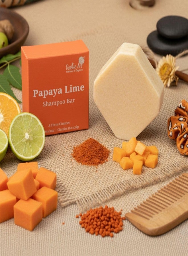 Rustic Art Papaya Lime Shampoo Bar | Freshens & Cleanses Scalp | Natural Shine & Soft Hair | Sulphate & Paraben Free | Vegan & Cruelty-Free | 75g - Image 4