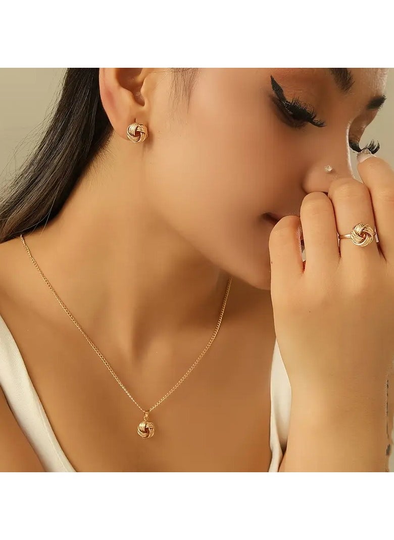 Goolsky 4-Piece Bohemian Chic Jewelry Set - Hypoallergenic, Iron Hollow Knot Design, Fashionable Daily Wear & Vacation Accessory, Perfect for Women, Ideal Valentine's Day Gift, Nickel-Free, Lead-Free, Durable, and Stylish  - Image 2
