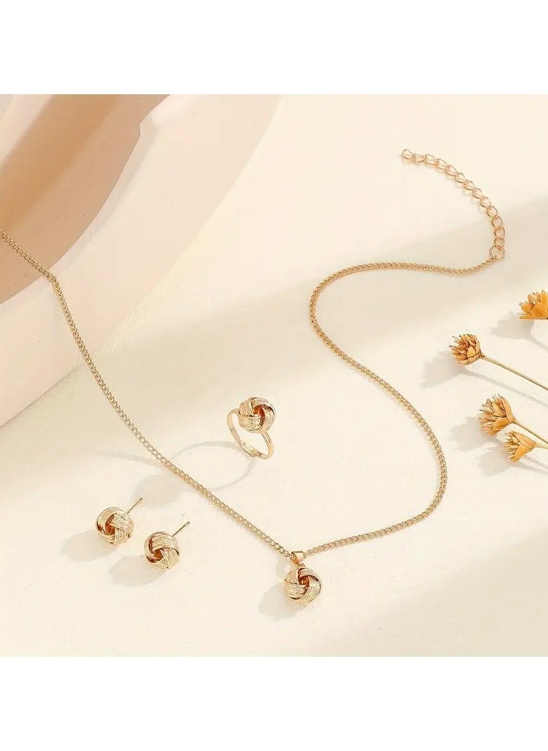 Goolsky 4-Piece Bohemian Chic Jewelry Set - Hypoallergenic, Iron Hollow Knot Design, Fashionable Daily Wear & Vacation Accessory, Perfect for Women, Ideal Valentine's Day Gift, Nickel-Free, Lead-Free, Durable, and Stylish  - Image 3