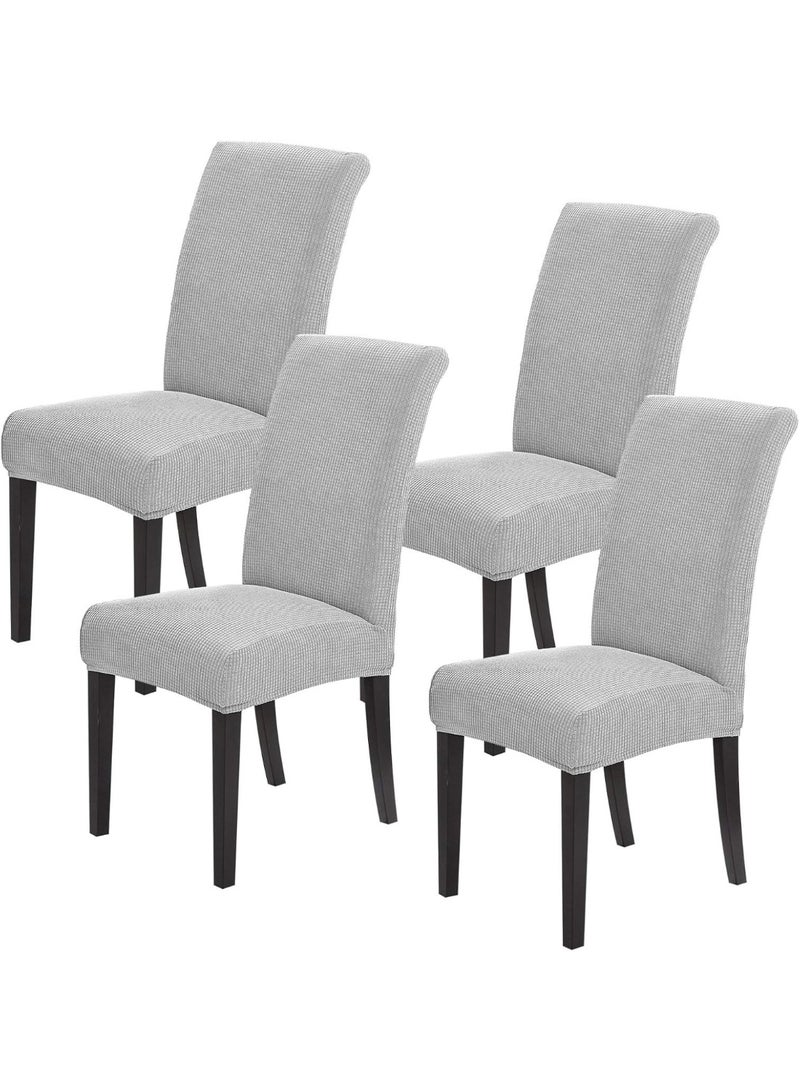 مجموعة أغطية كراسي غرفة الطعام فائقة التمدد مكونة من 4 قطع، كرسي بارسونز من قماش الجاكار والإسباندكس، أغطية حماية قابلة للإزالة للكراسي مناسبة لغرفة الطعام والفنادق والمطابخ والمناسبات (yt-5) - Image 1