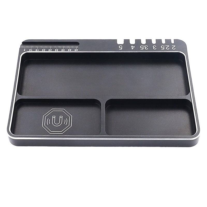 HOPLEX RC Magnetic Tray High Strength Aluminium Alloy Magnetic Screw Tray with Magnetic Pad for RC Model Toy Repair Magnetic Mat Electronic Repair Kit Tool Organizer - Image 3