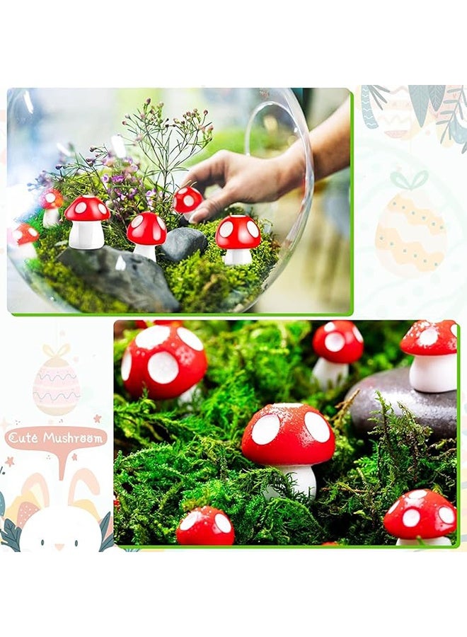 60pcs Mini Mushroom Miniature Model Artificial Garden Fairy Bonsai Flower Pot Resin Craft Decoration Home DIY Miniature Landscape Decoration (Red) - Image 3