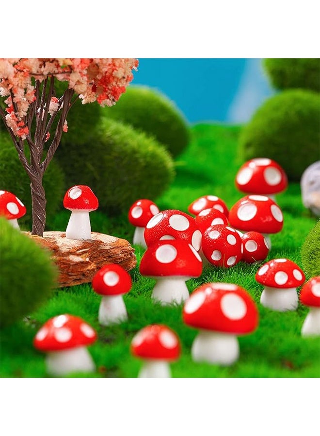60pcs Mini Mushroom Miniature Model Artificial Garden Fairy Bonsai Flower Pot Resin Craft Decoration Home DIY Miniature Landscape Decoration (Red) - Image 4