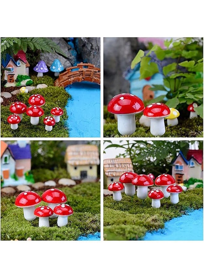60pcs Mini Mushroom Miniature Model Artificial Garden Fairy Bonsai Flower Pot Resin Craft Decoration Home DIY Miniature Landscape Decoration (Red) - Image 5