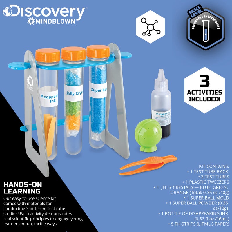 Discovery Kids Discovery #MINDBLOWN 14-Piece Test Tubes DIY Science Kit with 3 Educational Experiments, Educational STEM Activity Set, Fun Learning Toy for Real Chemistry Experiments, Safe for Kids Ages 8+ - Image 3