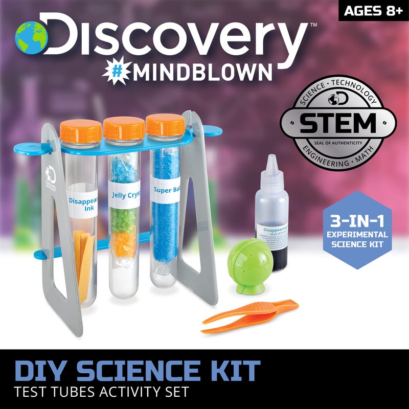 Discovery Kids Discovery #MINDBLOWN 14-Piece Test Tubes DIY Science Kit with 3 Educational Experiments, Educational STEM Activity Set, Fun Learning Toy for Real Chemistry Experiments, Safe for Kids Ages 8+ - Image 2