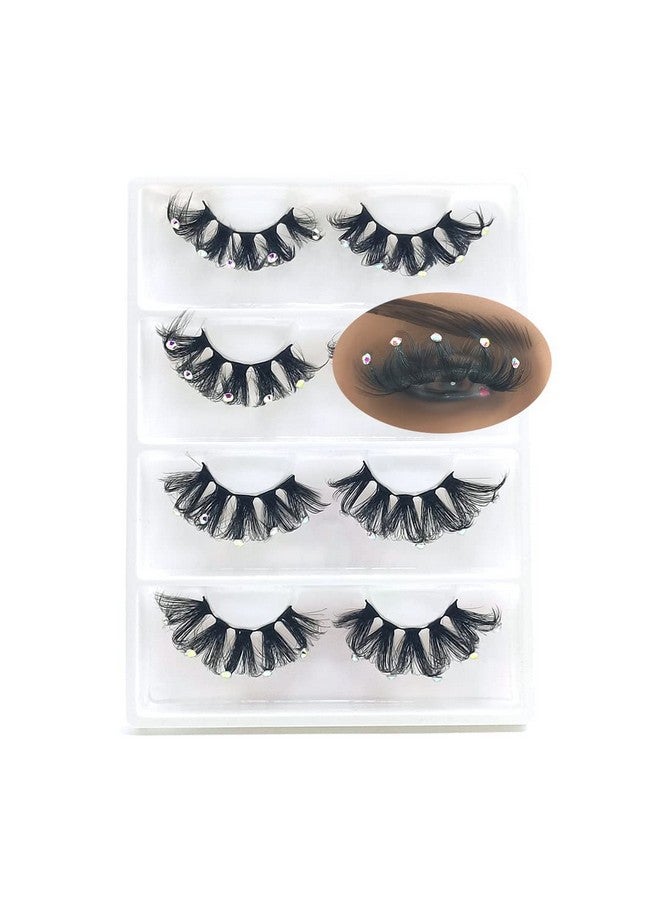 FQNing Mink Lashes With Glitter Rhinstones For Party Dramatic Diamond Decorative Gem Eyelashes(Crystal) - Image 2