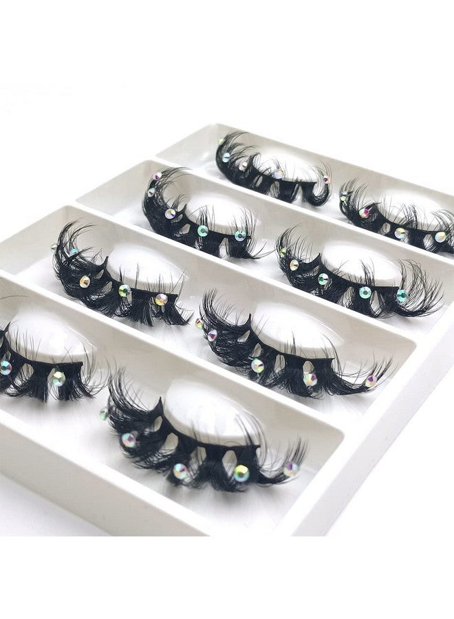 FQNing Mink Lashes With Glitter Rhinstones For Party Dramatic Diamond Decorative Gem Eyelashes(Crystal) - Image 4