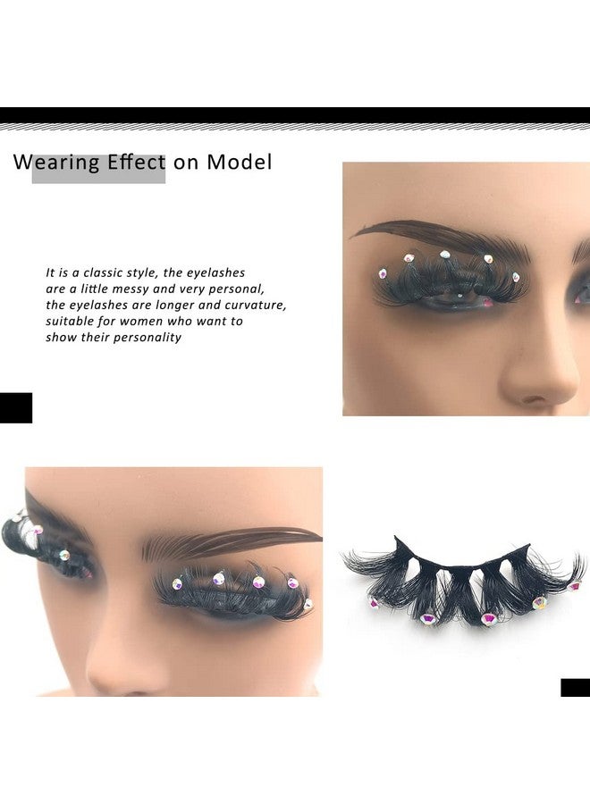 FQNing Mink Lashes With Glitter Rhinstones For Party Dramatic Diamond Decorative Gem Eyelashes(Crystal) - Image 5